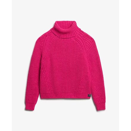 Superdry - Wijdvallende gebreide coltrui met stiksels - Dames - Sweaters