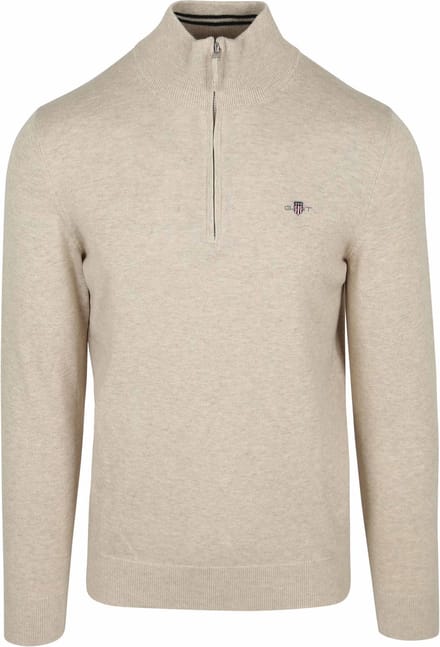 Gant Half Zip Trui Lichtbeige - Maat 3XL - Heren - Schipperstrui