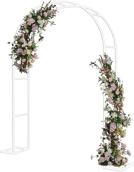 Rozenboog Tuin - Klimhulp Spalier - Bruiloft Decoratie - Roestvrij Staal - 120 x 220 cm - Wit