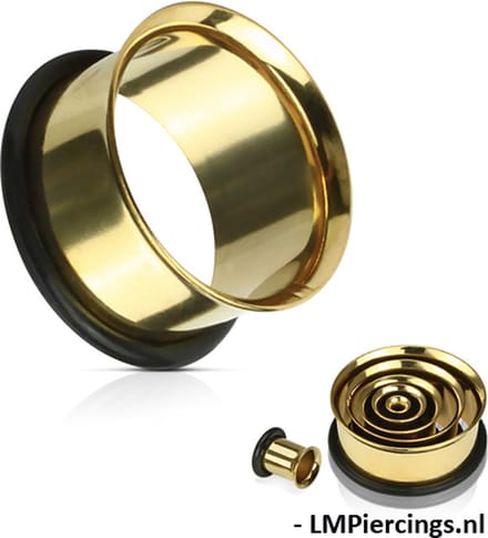 10 mm Single flared tunnel gold plated