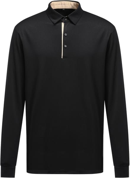 ALLTHEMEN Herren-Poloshirt mit langen Ärmeln - Farbblock - S