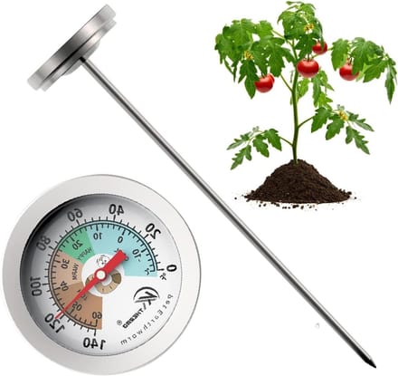 Bodemthermometer - Tuinthermometer - Efficiënt tuinieren - Roestvrij staal - 18 cm - Aarde