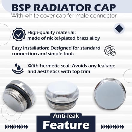 Radiatorstop 5 stuks - Blindstop Radiator - Verwarming Onderhoud - Luchtdichte Sluiting - 127 cm - Natuurlijk