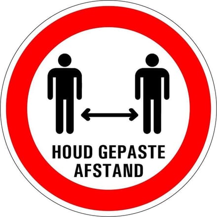 Verboden dicht bij elkaar te staan sticker 200 mm