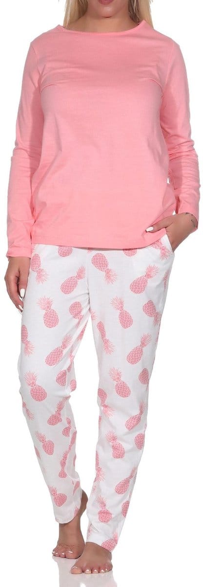 Normann dames pyjama met lange mouwen Homewear met ananasmotief