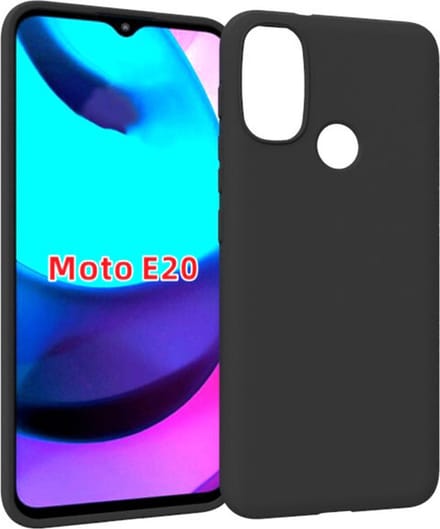 Hoesje Geschikt voor Motorola Moto E20 - Zwart Siliconen Case