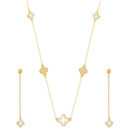 Luxe Klavers Sieraden Set met Zirkonia Kristallen - Goud