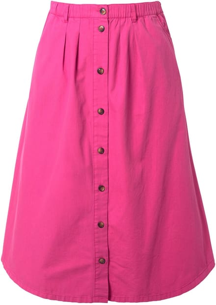 Ulla Popken - Dames - Jeansrock A-lijn sierknopen elastische tailleband - Zomerbes - Maat 54+