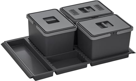 Metropolis PTC22 08050 7F Afvalbak 12+12+12L met deksel voor kastbreedte 80 cm