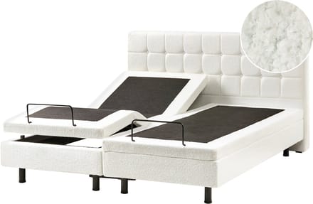 DUKE - Bed verstelbaar - Gebroken wit - 160 x 200 cm - Bouclé