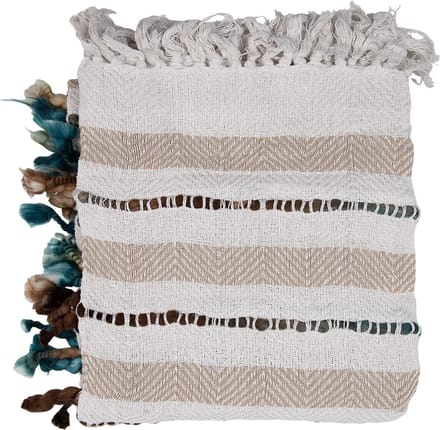 Clayre & Eef Plaid 125x150 cm Beige Katoen Strepen