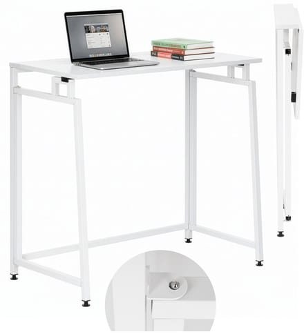 Springos Bureau – Werkbureau – Computer Bureau – Bureautafel – Opklapbaar – 80 X 75 X 40 CM – 30 Kg - industriële - Wit