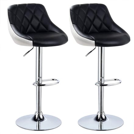 Bolt Edge Barkrukken - Zwart - Kunstleer - Ergonomisch - Verstelbaar - Zithoogte 60-82cm - Set van 2