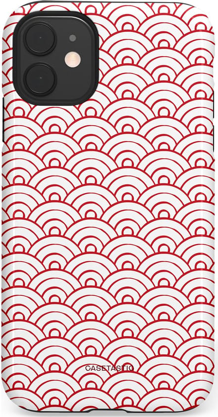 Casetastic hoesje geschikt voor Apple iPhone 11 - Dubbellaagse bescherming - Golfjes - Fashion Case - Wit Lichtroze Koraal Lichtgrijs