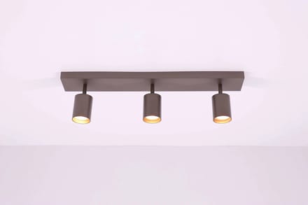 Opbouwspot 3lichts mat cacao bruin/champagnekleur metaal LED GU10 60cm breed