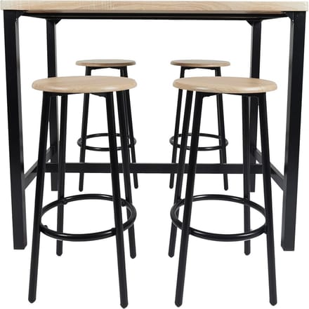 Hoge Eettafel met 4 Barkrukken Set voor Kleine Ruimtes