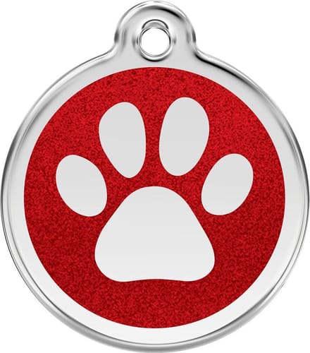 Red Dingo Hondenpenning 30 mm pootje glitter rood