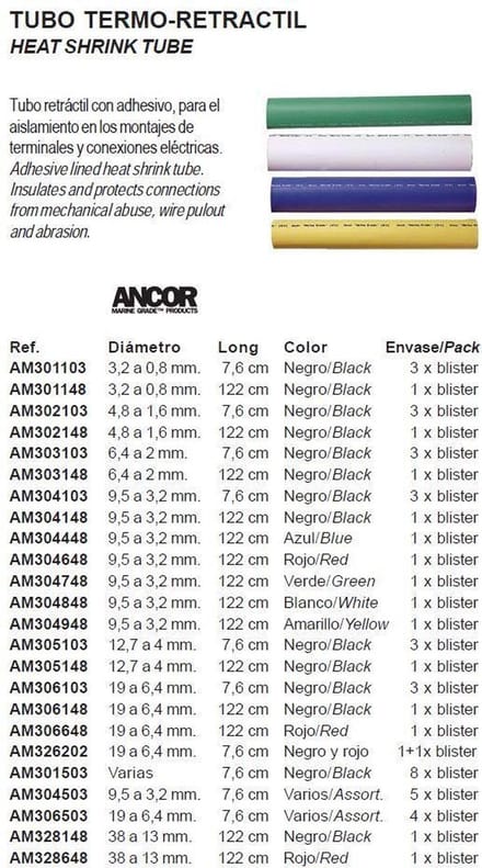 Ancor Lijmgevoerde Krimpkous Zwart 3 x 121 cm