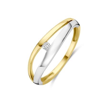 14K Bicolor Gouden Ring met Lab Grown Diamant 0.04 ct 4209172 – F VS