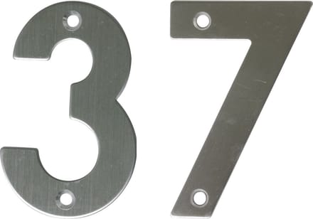 AMIG Huisnummer 37 - massief Inox RVS - 10cm - incl. bijpassende schroeven - zilver