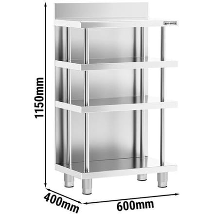 GGM Gastro Bar-Arbeitstisch - Edelstahl - 600x400mm - mit 4 Ablagen
