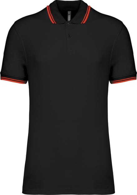 Kariban Gestreepte herenpolo korte mouwen K272 - BLACK / RED - S