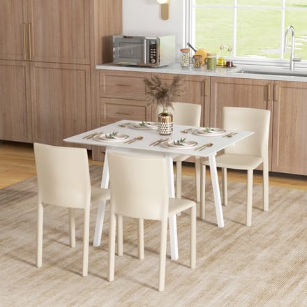 Wishdor - Eettafel - Klapbaar - Ruimtebesparend - Voor Kleine Ruimtes - Hout - Wit - 110 X 86 X 75 Cm