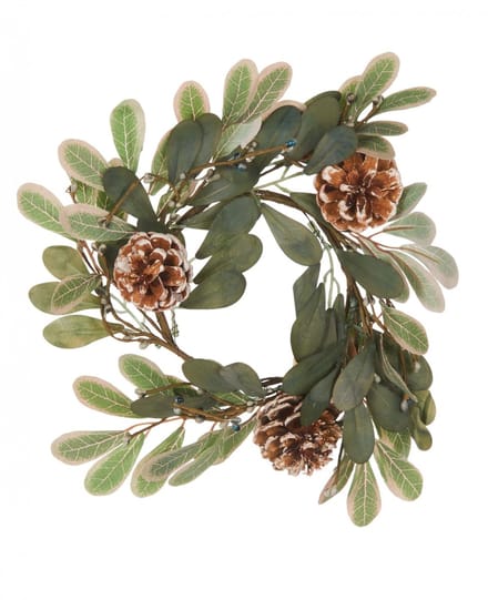 ARTYFETES - Kerstkrans eucalyptus en dennenappels 35 cm naturel
