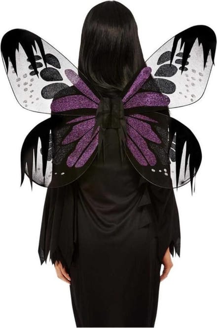 Smiffys Vleugels Dark Botanicals Moth Paars/Zwart