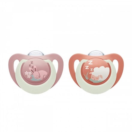 NUK First Choice Night fopspeen siliconen 6-18m 2 stuks