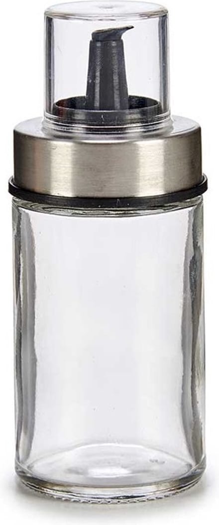 Vivalto Suikerpot Crystal - glas/rvs metaal - transparant/zilver - 12 cm - dispenser - luxe uitvoering