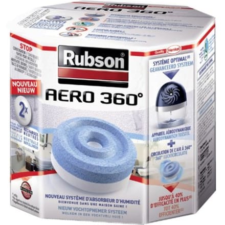 Rubson AERO 360 Navullingen Neutral 2 Stuks | Luchtontvochtiger Navul Tabs | Vochtopnemer Badkamer Tabs | Vochtopnemer Tabs Binnenhuis & Badkamer.