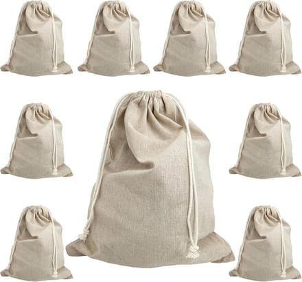 Set van 10 Jute Zakjes - Stevig & Natuurlijk Buideltas - 27 x 32 cm