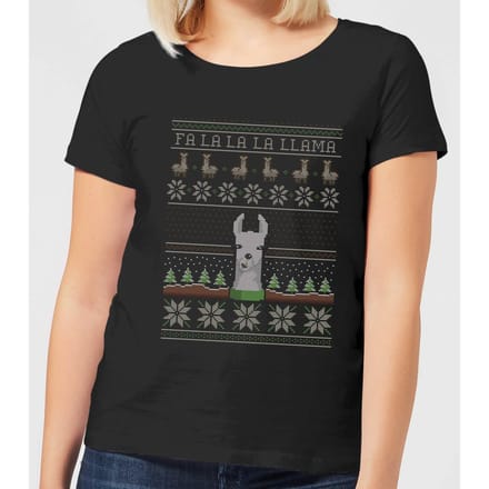 Fa La La La Llama Dames T-Shirt - Zwart - 3XL