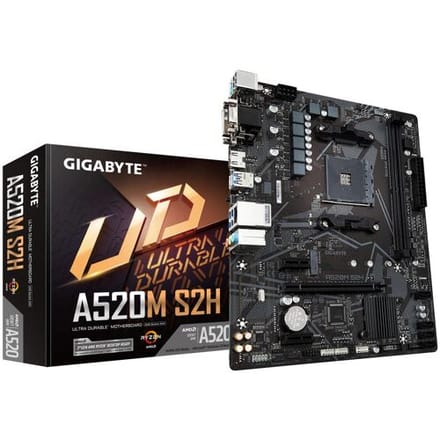 GIGABYTE A520M S2H Moederbord - AMD A520 - AMD AM4 - DDR4 RAM - Micro-ATX