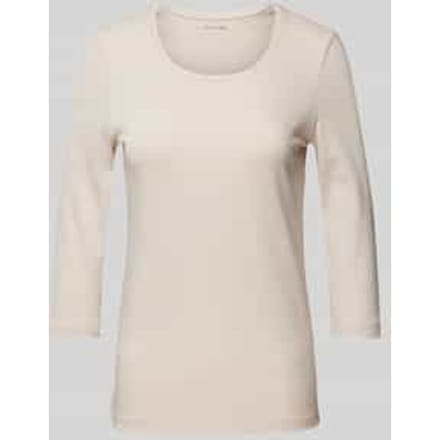 T-shirt met 3/4-mouwen in effen design