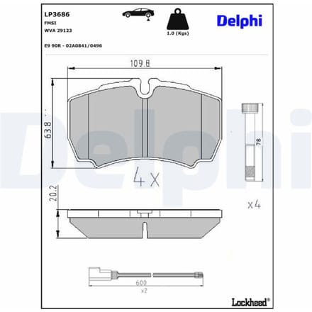 Remblokkenset, schijfrem DELPHI LP3686