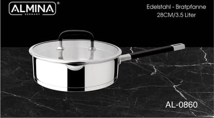 Almina Hapjespan met Deksel - Ø28 cm - Edelstaal - Met Deksel - 3,5L