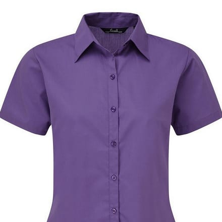 Premier Popeline blouse met korte mouwen / Gewoon werkoverhemd (Paars)