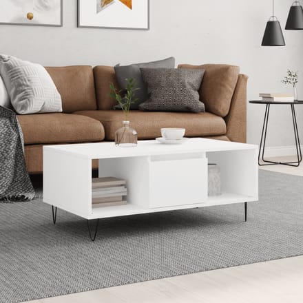vidaXL - Salontafel - 90x50x36,5 - cm - bewerkt - hout - wit