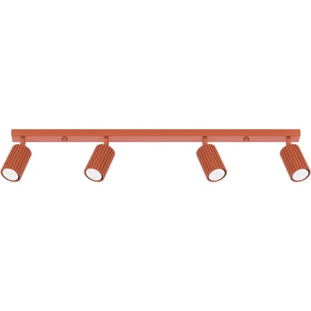 Plafondlamp KARBON 4L met 4 verstelbare spots - Sollux Lighting - IP20 - Okerrood aluminium behuizing - 81 x 6.5 x 16.5 cm - 4 x GU10 LED, exclusief lichtbron - 4 x 10 W - Minimalistische plafondlamp voor woonkamer, slaapkamer en eetkamer