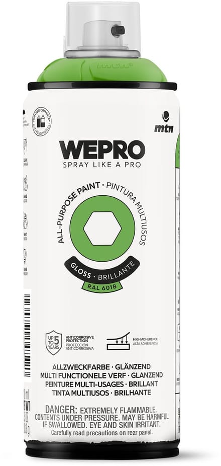 Spuitbus Ral 6018 Groen Glans MTN WEPRO ALL-PURPOSE PAINT 400ML