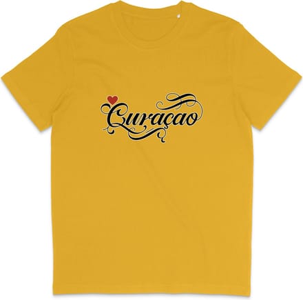 Heren en Dames T Shirt - Curaçao - Curacao - Geel - S