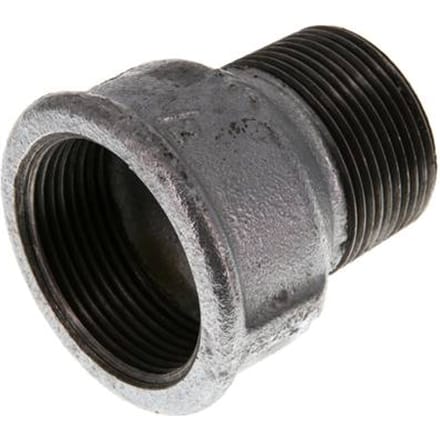 R 1 1/4'' x Rp 1 1/2'' M/F Verzinkt Gietijzeren Verloopring 25 Bar