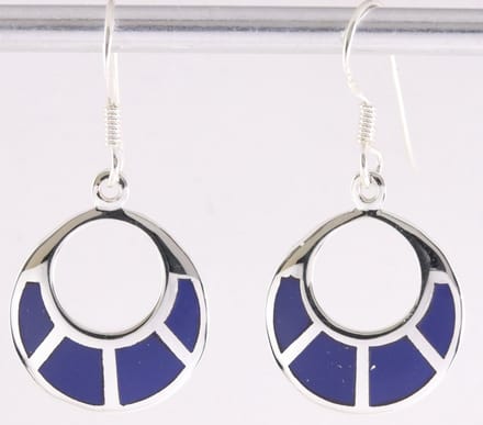 Ronde zilveren oorbellen met lapis lazuli