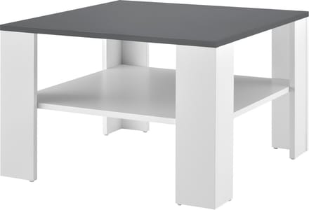 Salontafel Leiden vierkant 60x60x40 cm wit en donkergrijs