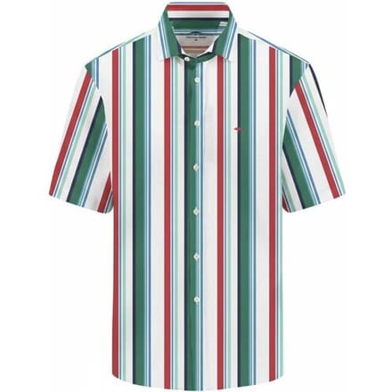 Fynch-Hatton Overhemd Colorful Multi Stripe Linnen Cotton Jade / male