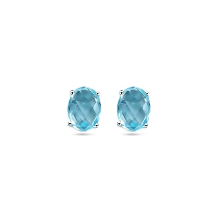 Zilver Gerhodineerd Oorknoppen Blauw Topaas 1337688