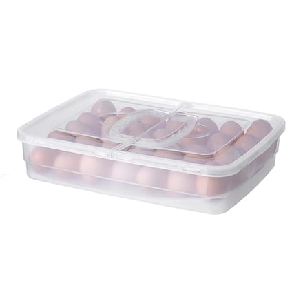 Draagbare Eieropbergdoos 34 Vakken Plastic Eieropbergdrager met Handvat voor Keuken Koelkast white