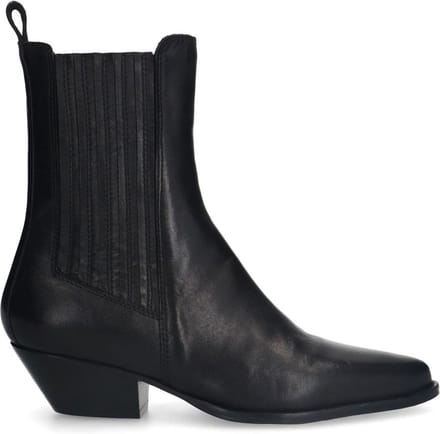 Sacha - Dames - Zwarte leren western laarsjes - Maat 42